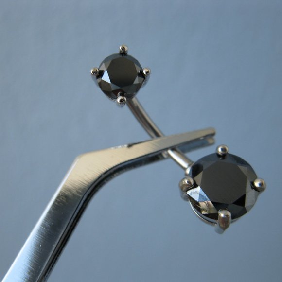 2.75ctw REAL BLACK DIAMOND BELLY RING, 2 DIA'S, APPRAISAL, FREE DIAMOND TESTER - Picture 9 of 12